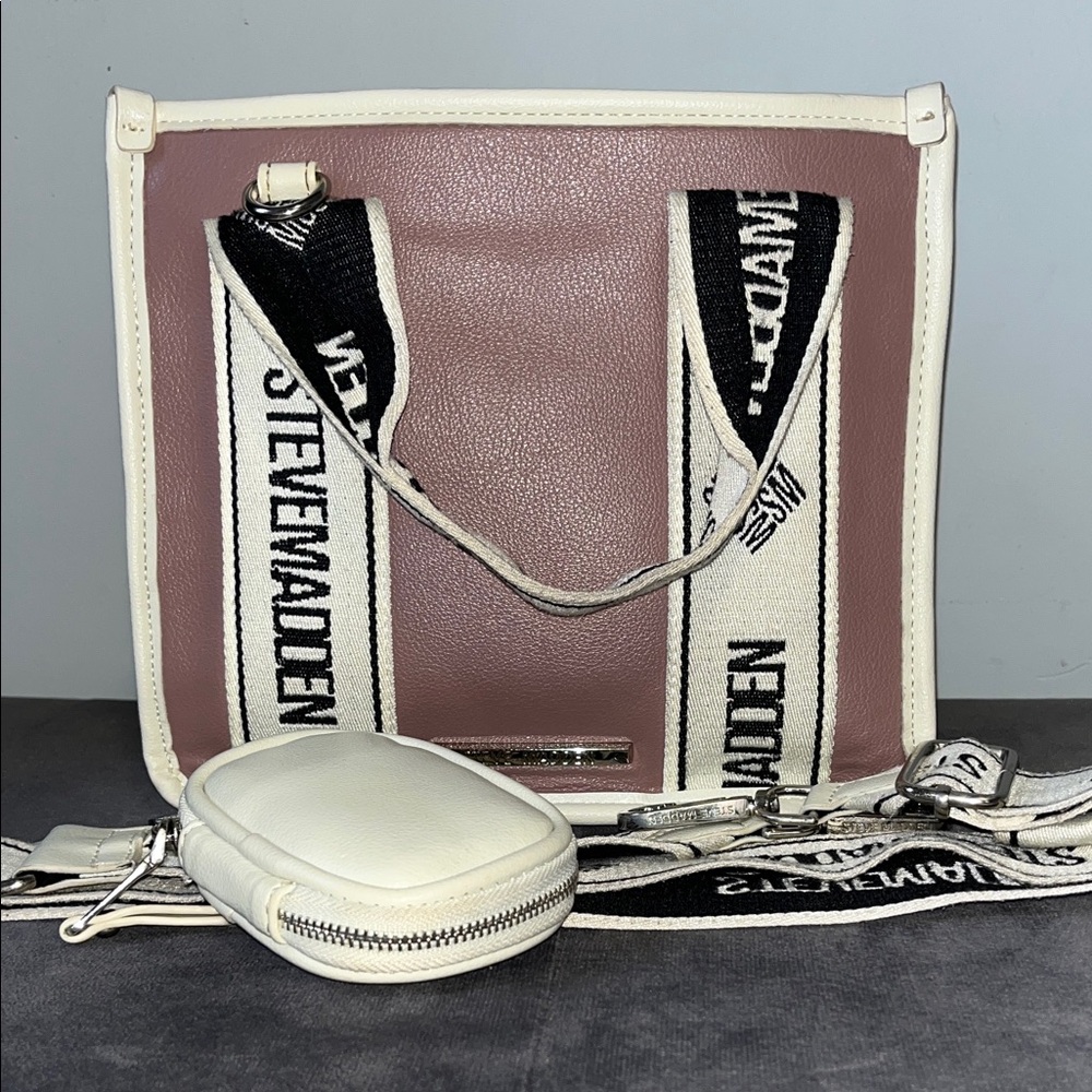 Steve Madden light Purple (Thistle/lilac) and Cream Crossbody Bag faux leather